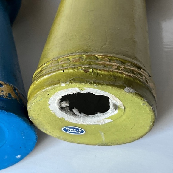 Vintage Japan Angel Figurines Pair Blue Green Gold Halo Praying Christmas Decor - Picture 9 of 13